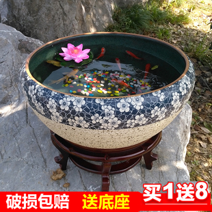 景德镇陶瓷器养金鱼大缸乌龟盆，水培植物睡莲，碗莲水缸桌面摆件