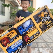 儿童模型男孩玩具3到6岁汽车男童超大号工程车挖掘机搅拌推土勾机