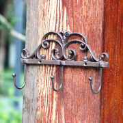 欧式复古创意衣钩排钩铸铁挂钩黑色，挂衣钩花园庭院阳台壁挂杂物钩