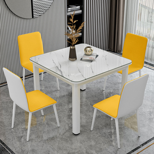 轻奢餐桌家用现代简约小户型吃饭四方桌子北欧钢化玻璃，餐桌椅组合
