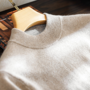 秋冬季100%纯山羊绒衫，男半高圆领，加厚保暖中老年羊毛衫冬装毛衣