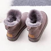 冬季羊皮毛一体雪地，靴女靴子牛皮羊毛，中筒棉鞋防滑底短筒加绒短靴