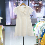 Cheek儿童短袖白色长款连衣裙24夏季韩国女童甜美公主裙凉爽