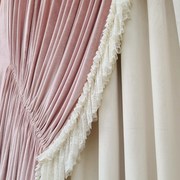 法式洛可可高档真丝绒布公主风蕾丝卧室欧式窗帘粉色轻奢高端复古