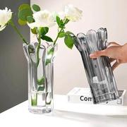 花瓶轻奢高端水养玻璃花瓶，办公室餐桌水晶花瓶摆件玻璃花瓶