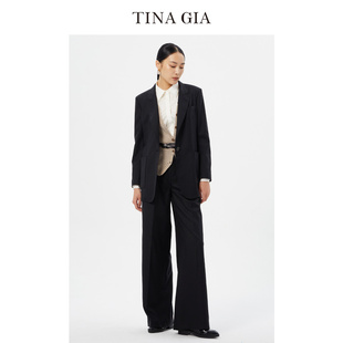 tinagia天纳吉儿精纺，羊毛高腰西裤女挺括长裤