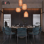 新中式会所包厢电动餐桌椅组合现代简约酒店餐桌，大圆桌家具定制