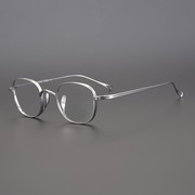 日本设计师纯钛眼镜架男超轻复古文艺宽脸眼睛高度数近视眼镜框女