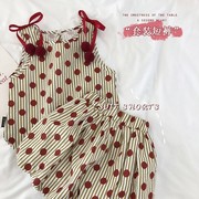 女童装2023夏季宝宝洋气红波点韩版无袖上衣+灯笼短裤两件套