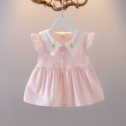 1-2-3岁婴儿夏季短袖裙子女，宝宝洋气格子连衣裙韩版女童夏装新潮
