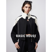 Basic House/百家好拼接撞色外套女2024春季立领棒球服夹克女