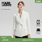 KARL LAGERFELD卡尔拉格斐白色粗花呢夹克外套老佛爷216L1405