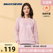 Skechers斯凯奇奥莱 春季女子印花可爱圆领加绒针织套头卫衣