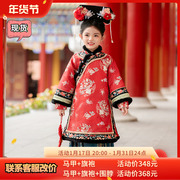 汉服女童冬装宝宝中国风，加厚刺绣格格服儿童，古装旗袍裙过年拜年服
