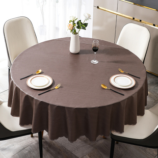2023年酒店餐厅纯色大圆桌台布，桌布防水防油防烫免洗圆形餐桌