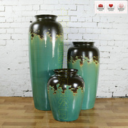 简约落地现代风格高温花釉陶瓷土陶罐组合大花瓶景观装饰摆件