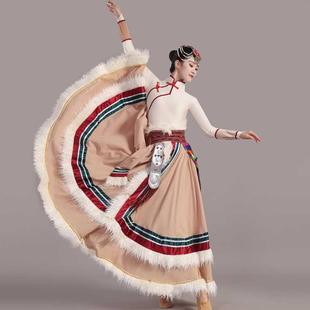 藏舞服饰民族服装藏族舞蹈表演服少数民族蒙古族演出服大摆裙