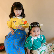 韩系童装女童卡通老鼠可爱娃娃，衫夏季女宝宝翻领短袖纯棉衬衫