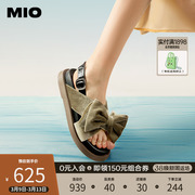 MIO米奥夏季欧美风平跟耐磨凉鞋蝴蝶结搭扣时尚舒适休闲沙滩鞋女