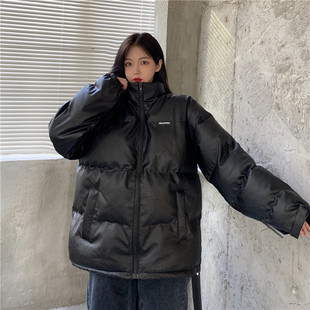 冬季2021黑色面包服皮衣气质小个子森系外套棉服棉袄韩版女装
