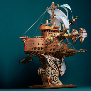 异格奇幻飞船如何猫3D立体木质拼图成人diy手工拼装模型新年礼物