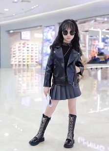韩国女童秋冬加绒长靴中筒靴水钻洋气皮靴高筒长筒公主潮流骑士靴