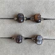 天然骨干太阳石貔貅戒指，男女款活口白铜，托潮人时尚水晶首饰品礼物