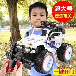 超大号合金遥控警车玩具越野四驱吉普充电动汽车模型男生儿童礼物