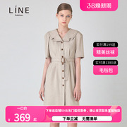 LINE韩国女装夏季长款显瘦气质职业OL连衣裙女短袖AWOPLE0100