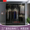 黑色钢化透明玻璃门衣柜，推拉门茶色壁柜门定制极窄简移门衣橱滑动