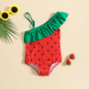 babyswimwear女童夏季荷叶边泳装，两件套西瓜草莓吊带连体泳衣