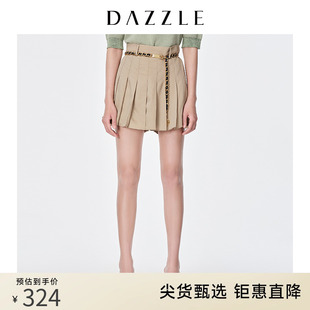 dazzle地素奥莱深卡其色休闲薄款百褶短裤女2d2q1791n