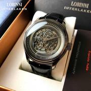 瑞士罗宾尼(罗宾尼)手表男名牌十大品牌皮带男表时尚镂空全自动机械表