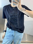 夏季刺绣流苏T恤女短袖设计感小众体恤打底衫上衣潮新中式国风潮