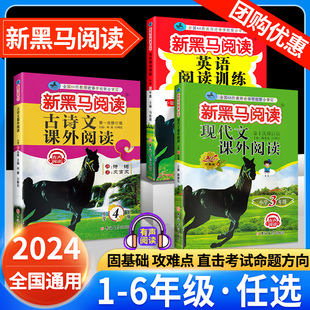 新黑马(新黑马)阅读一二三四五六年级上册下册语文英语下上册小学，阅读理解专项训练书题同步课外新黑色(新黑色)马听力(马听力)现代文阅读100篇