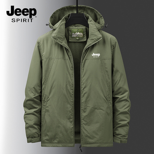 jeep吉普男士棉衣，加绒加厚保暖冲锋衣，防水防风大码工装夹克外套