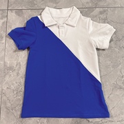 夏季男女制服套装幼小蓝白拼接短袖POLO衫运动上衣校服学生基础