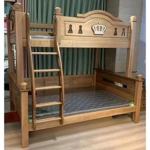 全实木高低床木蜡油，上下床儿童床多功能，组合实木子母床环保双层床
