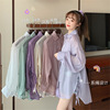 夏季2024韩版宽松紫色防晒衬衫，女外穿中长款百搭薄款衬衣外套