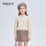 RBIGX瑞比克童装冬季毛衣女童休闲设计感装饰扣针织套头衫