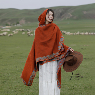 波西米亚披肩异域斗篷女新疆旅游草原旅行穿搭拍照民族风外搭披风
