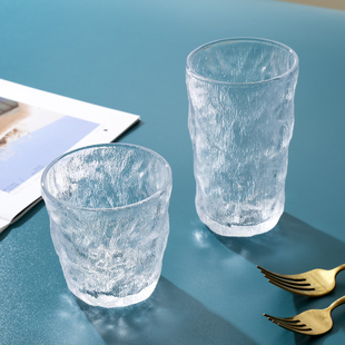 创意玻璃杯ins高颜值杯子家用牛奶杯树纹冰川杯咖啡啤酒杯子