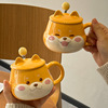 柴犬马克杯女可爱带盖勺办公室家用高颜值设计感咖啡牛奶陶瓷杯子