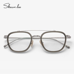 Shawnlee潮高级感设计师眼镜小众品牌钛合金透灰色眼镜框镜架