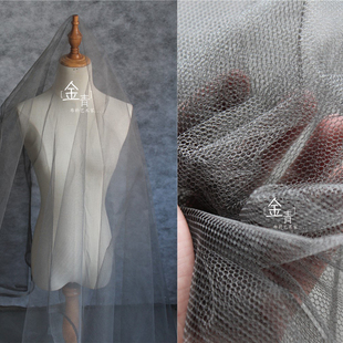 硬质深灰色婚纱网，硬挺造型专用面料透视装，蕾丝礼服蓬蓬裙网纱布料