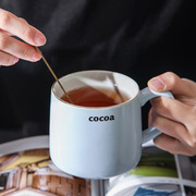 简约陶瓷杯带盖勺情侣咖啡杯创意马克杯办公室喝水杯女生花茶杯
