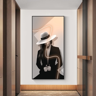 入户玄关装饰画现代简约轻奢时尚人物抽象走廊过道晶瓷画挂画壁画