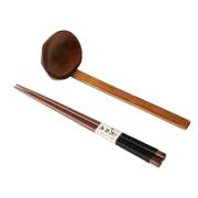 筷子勺子套装日系实木质一人食餐具拉面勺汤勺木筷子便携旅行收纳