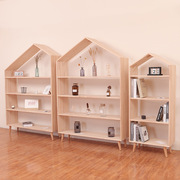 北欧儿童实木书柜书架落地置物架简约现代儿童收纳架客厅小书架