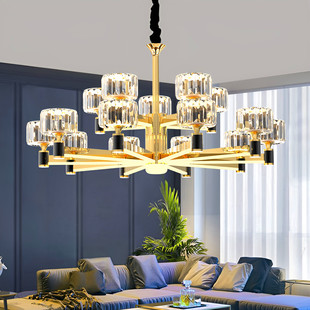金色水晶吊灯简约现代客厅灯，奢华大气餐厅，卧室全屋灯具套餐组合灯